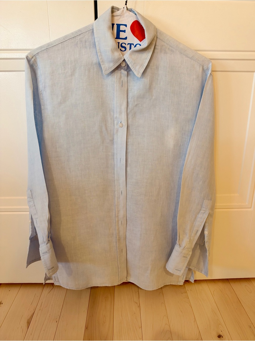 Zara Light Blue Women's Linen Button-Down Shirt